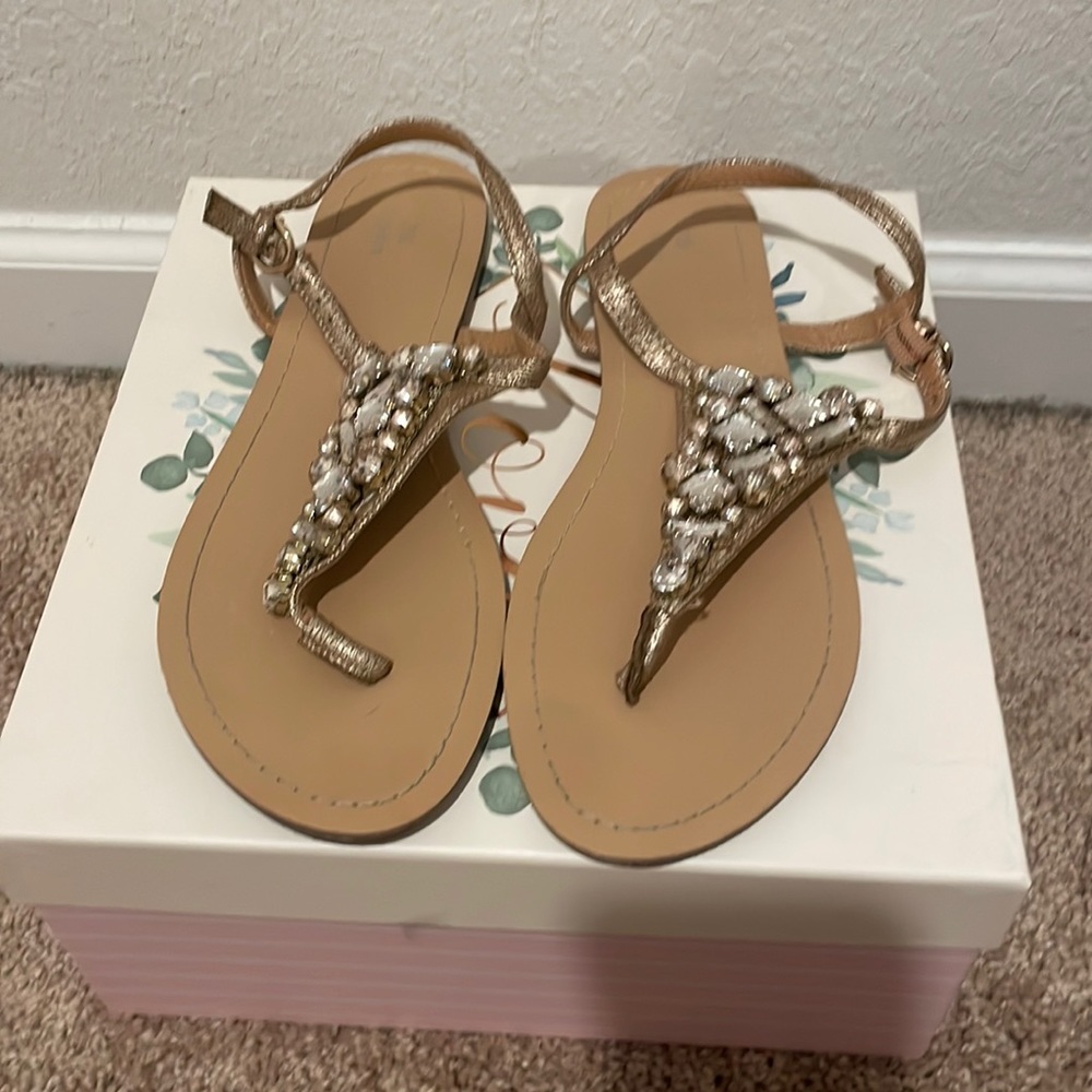 David’s Bridal Gemstone Sandals, Size 8